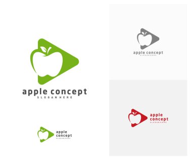 Apple logo tasarım vektör şablonu, Fruits Apple simgesi