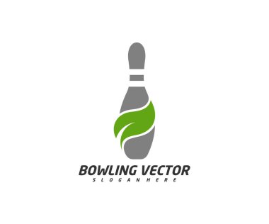 Yaprak logo şablonu tasarım vektörü, illüstrasyon, yaratıcı sembol, simge ile bowling