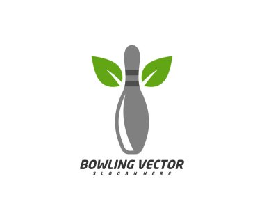 Yaprak logo şablonu tasarım vektörü, illüstrasyon, yaratıcı sembol, simge ile bowling