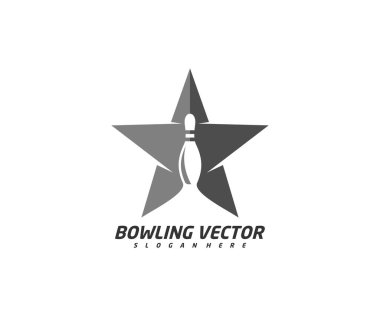 Yıldız logo tasarım vektörü, illüstrasyon, yaratıcı sembol, simge ile bowling