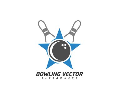 Yıldız logo tasarım vektörü, illüstrasyon, yaratıcı sembol, simge ile bowling