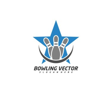 Yıldız logo tasarım vektörü, illüstrasyon, yaratıcı sembol, simge ile bowling