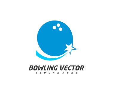 Yıldız logo tasarım vektörü, illüstrasyon, yaratıcı sembol, simge ile bowling
