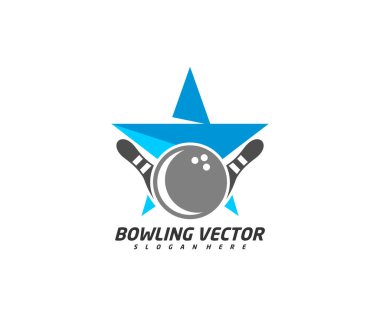 Yıldız logo tasarım vektörü, illüstrasyon, yaratıcı sembol, simge ile bowling