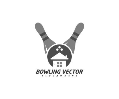 Bowling Evi logosu tasarım vektörü, İllüstrasyon, Yaratıcı sembol, Simge