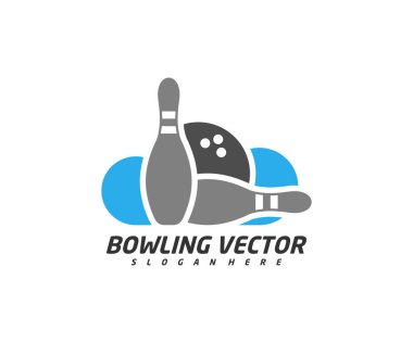 Bulut logo şablon tasarım vektörü, illüstrasyon, yaratıcı sembol, simge ile bowling