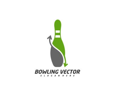 Ok logo şablonu tasarım vektörü, illüstrasyon, yaratıcı sembol, simge ile bowling