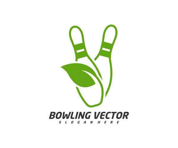 Bowling Leaf Logo Template Design Vector Ilustración Símbolo Creativo Icono — Vector de stock