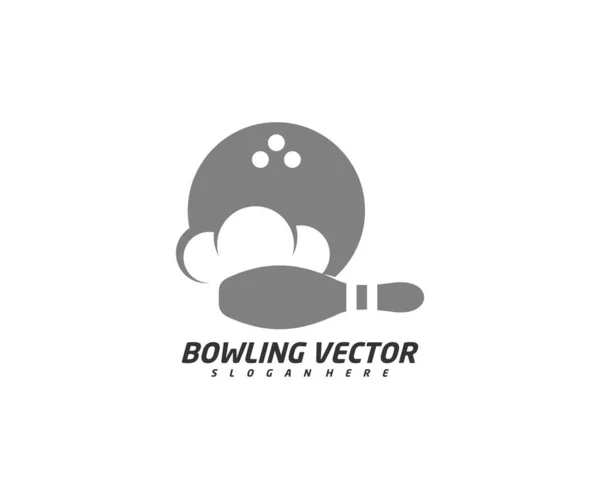Bowling Mit Cloud Logo Design Vektor Illustration Kreatives Symbol Icon — Stockvektor