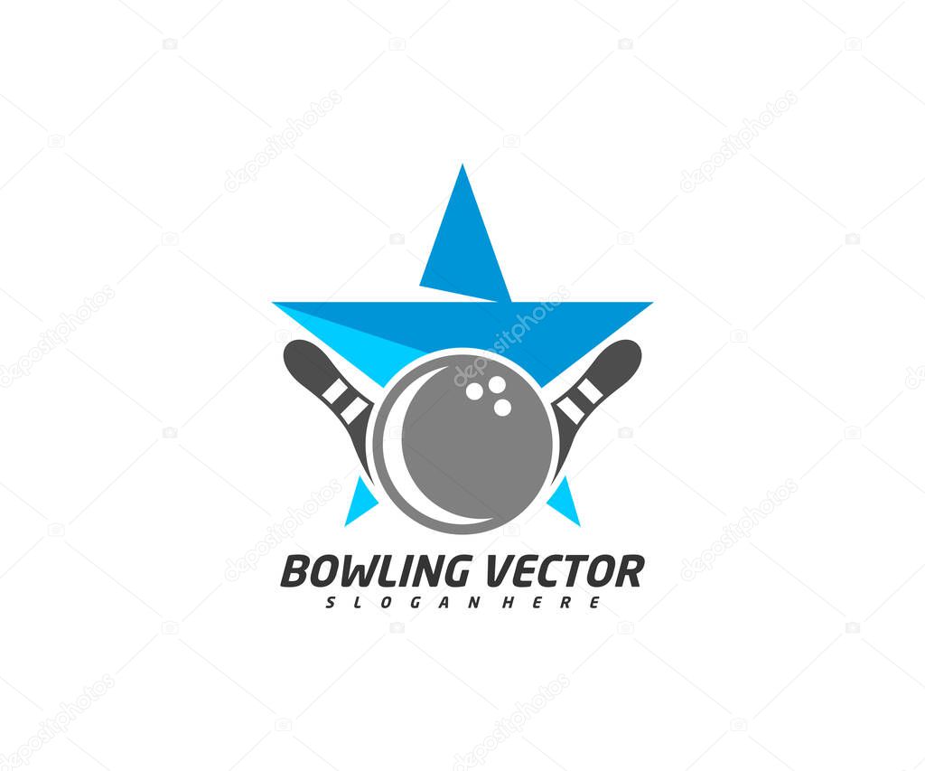 Bowling with Star logo template design vector, Illustration, Creative symbol, Icon