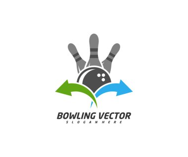 Ok logo şablonu tasarım vektörü, illüstrasyon, yaratıcı sembol, simge ile bowling