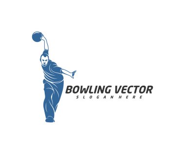 Oyuncu Bowling logosu tasarım vektörü, İllüstrasyon, Yaratıcı sembol, Simge