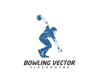 Oyuncu Bowling logosu tasarım vektörü, İllüstrasyon, Yaratıcı sembol, Simge
