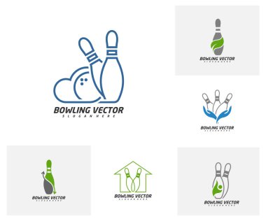 Play Bowling logo şablon tasarım vektörü, İllüstrasyon, Yaratıcı sembol, Simge