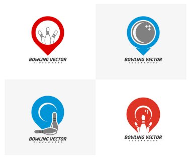 Bowling Noktası logo şablon tasarım vektörü, İllüstrasyon, Yaratıcı sembol, Simge