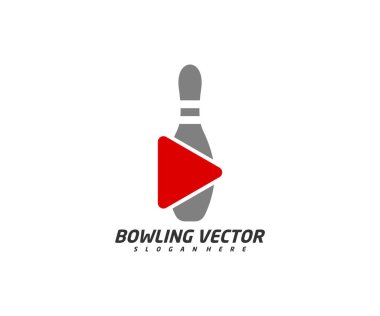 Bowling logosu tasarım vektörü, İllüstrasyon, Yaratıcı sembol, Simge oynat