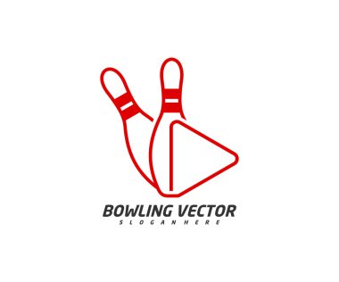 Bowling logosu tasarım vektörü, İllüstrasyon, Yaratıcı sembol, Simge oynat