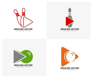 Play Bowling logo şablon tasarım vektörü, İllüstrasyon, Yaratıcı sembol, Simge