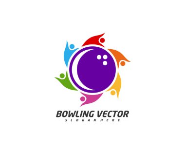 Bowling logosu tasarım vektörü, İllüstrasyon, Yaratıcı sembol, Simge oynat