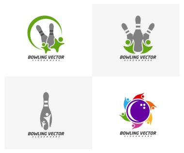 Play Bowling logo şablon tasarım vektörü, İllüstrasyon, Yaratıcı sembol, Simge