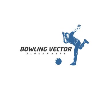 Oyuncu Bowling logosu tasarım vektörü, İllüstrasyon, Yaratıcı sembol, Simge