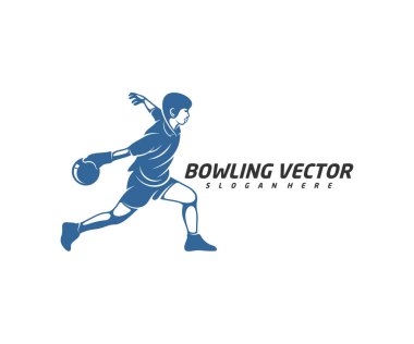 Oyuncu Bowling logosu tasarım vektörü, İllüstrasyon, Yaratıcı sembol, Simge