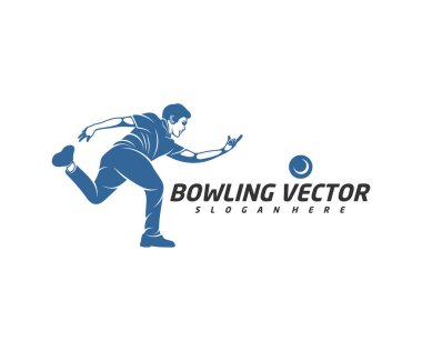 Oyuncu Bowling logosu tasarım vektörü, İllüstrasyon, Yaratıcı sembol, Simge