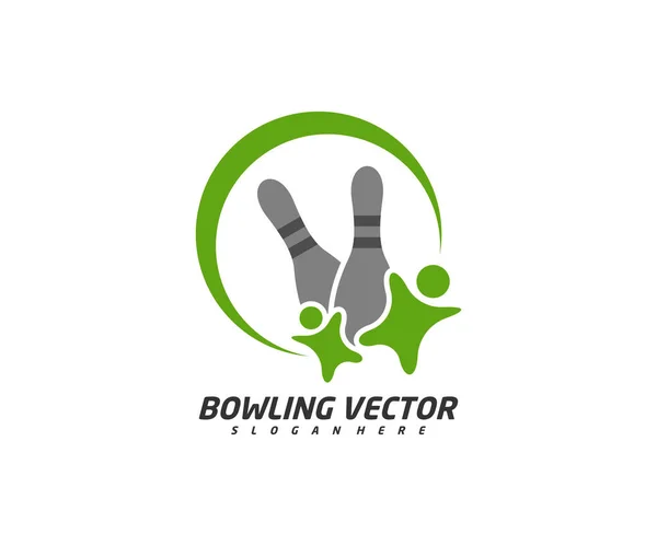 Play Bowling Logo Template Design Vector Ilustración Símbolo Creativo Icono — Vector de stock