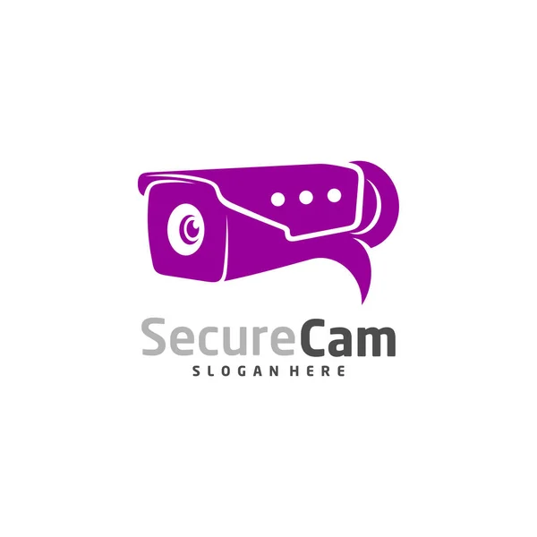 Cámara Cctv Con Icono Chat Logo Diseño Vector Plantilla Concepto — Archivo Imágenes Vectoriales