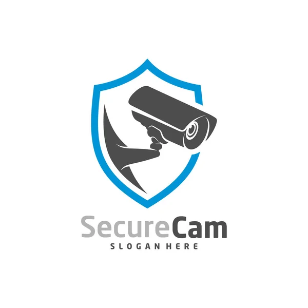 Cámara Cctv Con Icono Escudo Logo Diseño Vector Plantilla Símbolo — Vector de stock