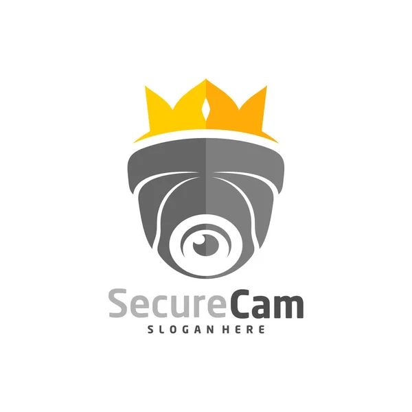 Crown Cctv Kamera Logo Design Vector Sablon Koncepció Szimbólum Ikon — Stock Vector