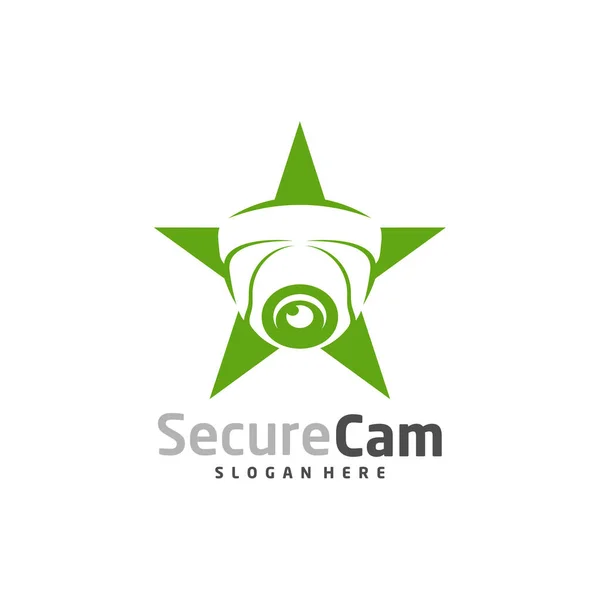 Star Cctv Camera Logo Design Vector Sablon Koncepció Szimbólum Ikon — Stock Vector