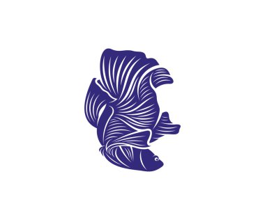 Betta balık vektör çizimi, savaşan balık logosu tasarım şablonu