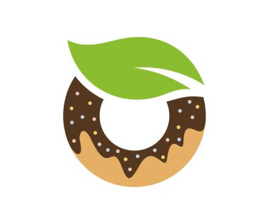 Donuts Leaf logo tasarım vektör şablonu, Fırın logosu konsepti, yaratıcı simge sembolü