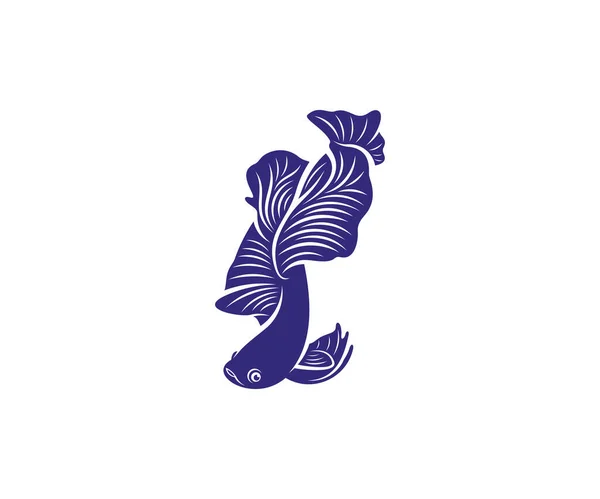 Ilustrasi Vektor Ikan Betta Templat Desain Logo Ikan Berkelahi - Stok Vektor