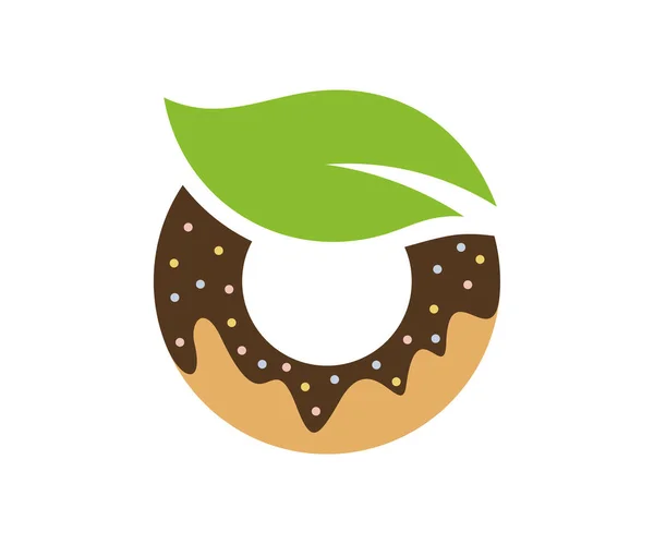 Modello Vettoriale Progettazione Del Logo Donuts Leaf Concetto Del Logo — Vettoriale Stock