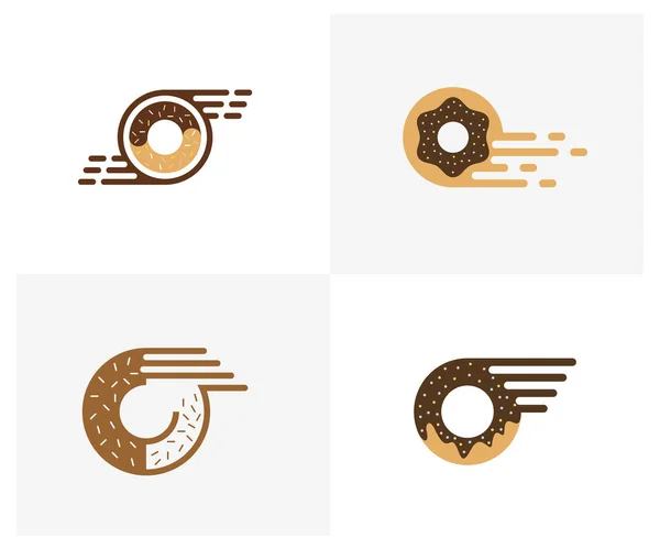 Set Modelli Vettoriali Design Del Logo Fast Donuts Concetto Del — Vettoriale Stock