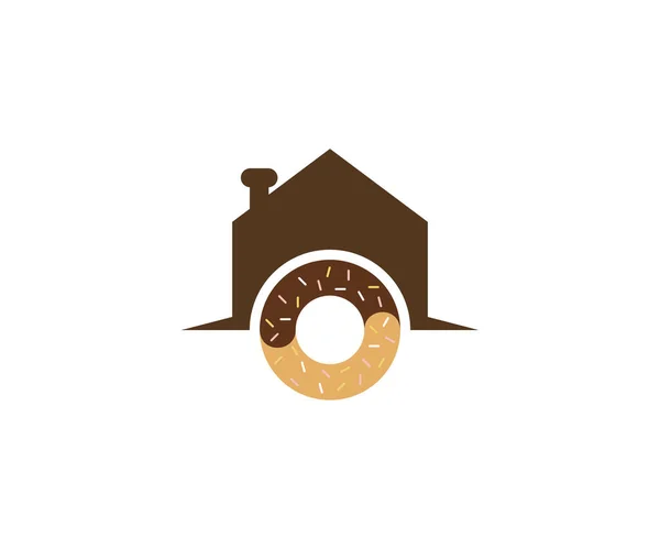 House Donutsロゴデザインベクトルテンプレート ベーカリーロゴコンセプト クリエイティブアイコンシンボル — ストックベクタ
