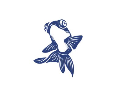 Japon Balığı Logosu tasarım vektör şablonu, Japon Balığı çizimi, simge sembolü