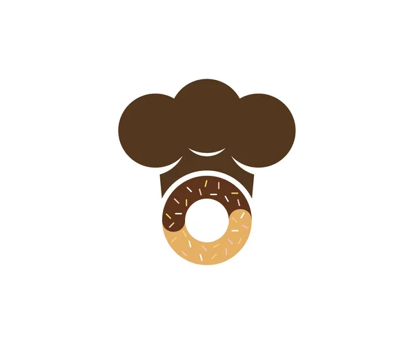 Modello Vettoriale Design Del Logo Del Cappello Chef Donuts Hat — Vettoriale Stock