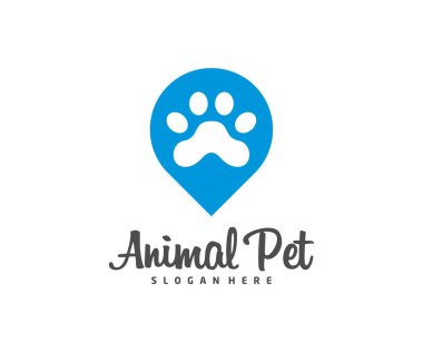 Point Pet Logo köpek kedi tasarım vektör şablonu. Hayvanlar için Veterinerlik Kliniği Logotype konsept özet simgesi.