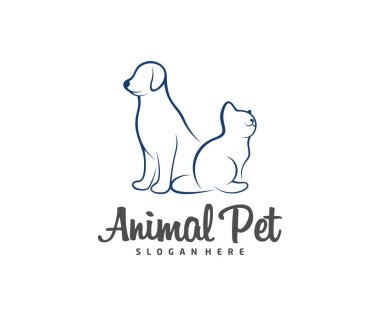 Evcil hayvan logosu kedi tasarım şablonu. Hayvanlar için Veterinerlik Kliniği Logotype konsept özet simgesi.