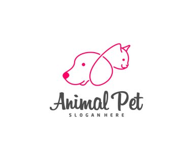 Evcil hayvan logosu kedi tasarım şablonu. Hayvanlar için Veterinerlik Kliniği Logotype konsept özet simgesi.