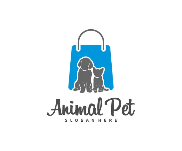 Evcil hayvan dükkanı logosu köpek kedi tasarım şablonu. Hayvanlar için Veterinerlik Kliniği Logotype konsept özet simgesi.