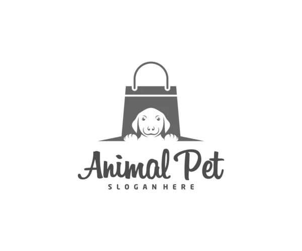 Tienda Mascotas Logo Perro Gato Diseño Vector Plantilla Animales Clínica — Vector de stock
