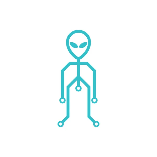 Tech Alien Logo Design Vektor Illustration Alien Design Template — Stockvektor