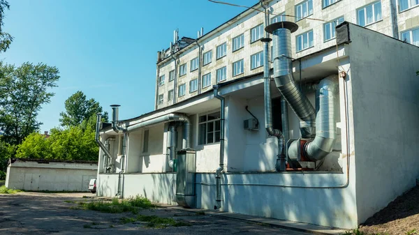 Tubos Ventilação Industrial Parte Trás Edifício — Fotografia de Stock