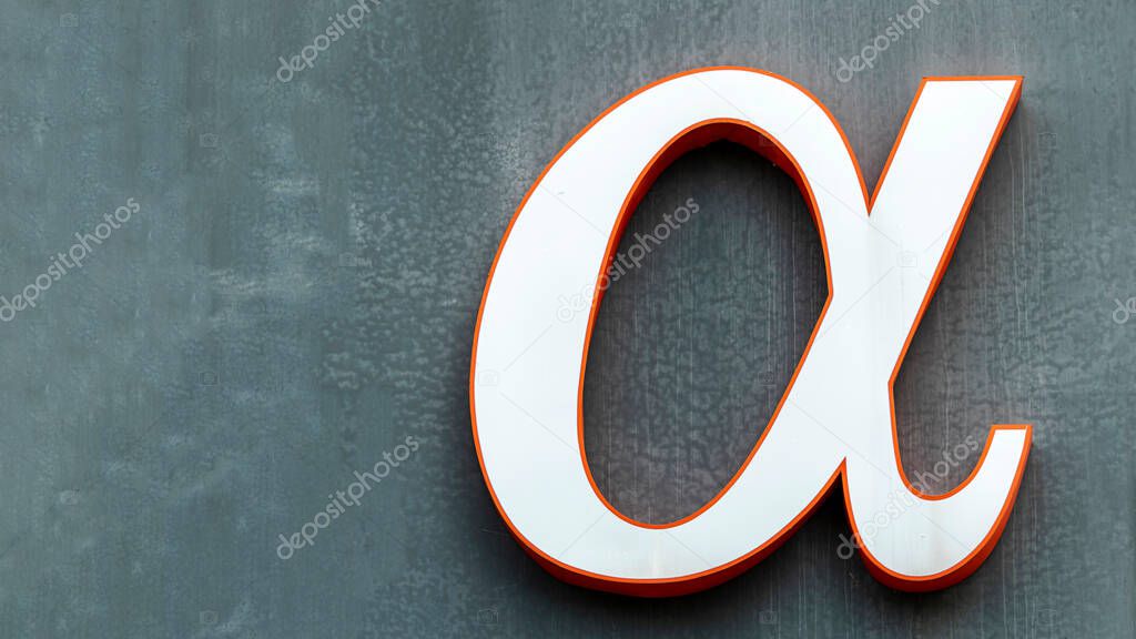 Mathematical symbol alpha on a gray background