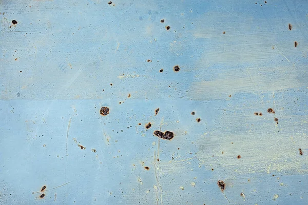 Metall Wall Rusty Spots Gray Yellow Paint Strokes Blue — Stock Photo, Image