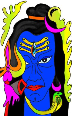 Hindu tanrı Shiva - mavi klon surat